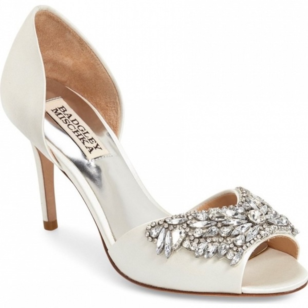 Classic Ivory and Crystal Badgley Mischka Bridal Shoes